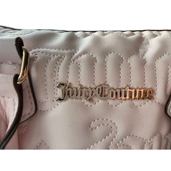 Juicy Couture Fame Satchel Pink Quilted Heart Charm Bag Y2K McBling Pop Coquette - Picture 2 of 16